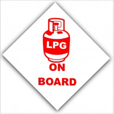 6 x Red on White LPG Gas On Board-External Self Adhesive Stickers-Liquid Petroleum Propane Butane-Health and Safety Signs-Caravan,Camper Van,Campervan,Boat,BBQ 